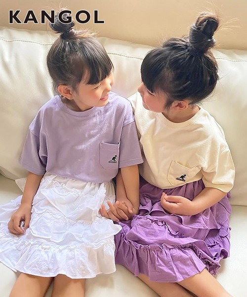 KANGOL KIDS（カンゴールキッズ）の「【KANGOL KIDS】ロゴ胸ポケットTシャツ【綿100％】（Tシャツ/カットソー・キッズ・パープル/ブラウン/オフホワイト・150cm/120㎝/130㎝/140㎝）」の3枚目の写真