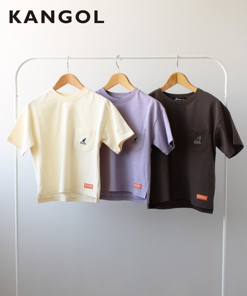 KANGOL KIDS（カンゴールキッズ）の「【KANGOL KIDS】ロゴ胸ポケットTシャツ【綿100％】（Tシャツ/カットソー・キッズ・パープル/ブラウン/オフホワイト・150cm/120㎝/130㎝/140㎝）」の2枚目の写真
