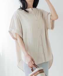 バンドカラーとろみブラウス