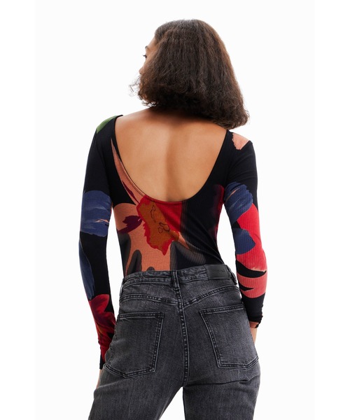 Desigual（デシグアル）の「花柄 スリムボディスーツ（その他トップス・レディース・ブラック・L/M/S/XL/XS）」の6枚目の写真