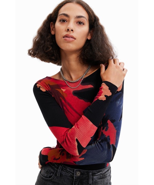 Desigual（デシグアル）の「花柄 スリムボディスーツ（その他トップス・レディース・ブラック・L/M/S/XL/XS）」の5枚目の写真