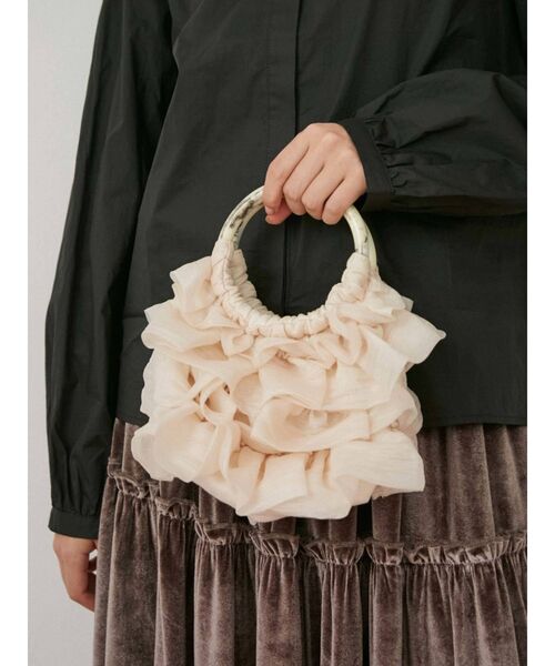 merry jenny（メリージェニー）の「オーガンジーティアードbag（ハンドバッグ・レディース・アイボリー/ブラック/グリーン・FREE）」の5枚目の写真