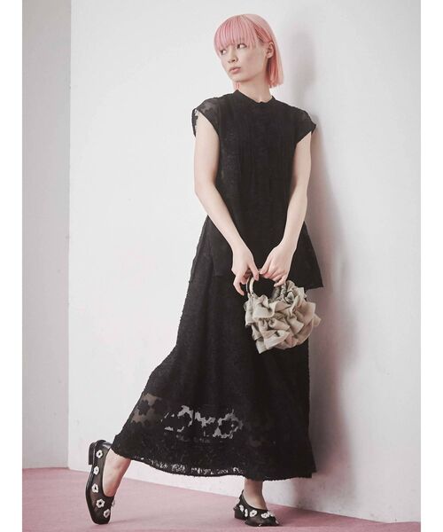 merry jenny（メリージェニー）の「オーガンジーティアードbag（ハンドバッグ・レディース・アイボリー/ブラック/グリーン・FREE）」の11枚目の写真