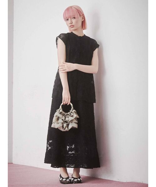 merry jenny（メリージェニー）の「オーガンジーティアードbag（ハンドバッグ・レディース・アイボリー/ブラック/グリーン・FREE）」の12枚目の写真