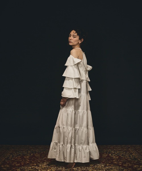 papier（パピエ）の「papier/パピエ/Rib frill onepiece/フリルワンピース（ワンピース・レディース・ホワイト/ブラック/ラベンダー・FREE）」の8枚目の写真