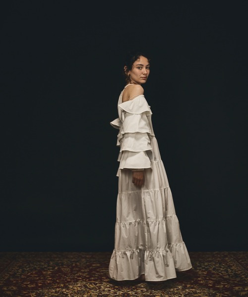 papier（パピエ）の「papier/パピエ/Rib frill onepiece/フリルワンピース（ワンピース・レディース・ホワイト/ブラック/ラベンダー・FREE）」の10枚目の写真