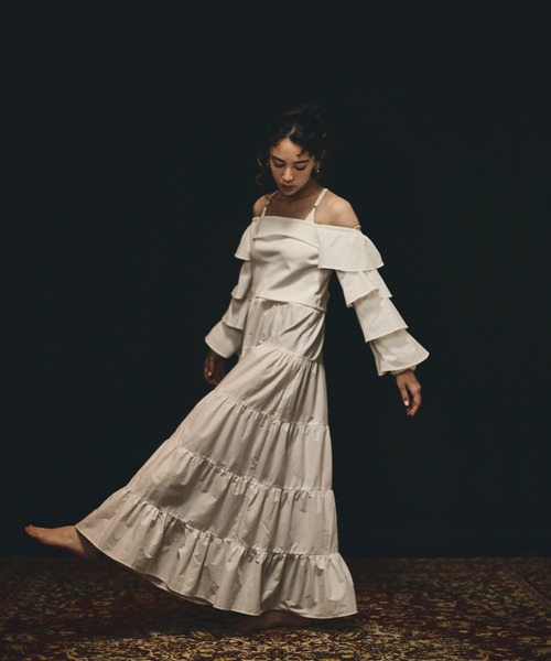 papier（パピエ）の「papier/パピエ/Rib frill onepiece/フリルワンピース（ワンピース・レディース・ホワイト/ブラック/ラベンダー・FREE）」の11枚目の写真