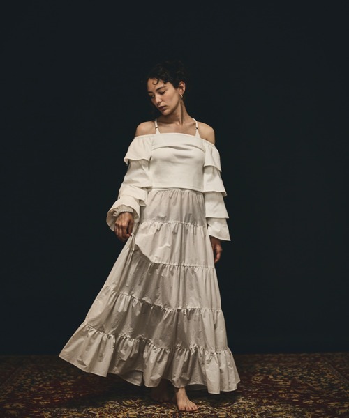 papier（パピエ）の「papier/パピエ/Rib frill onepiece/フリルワンピース（ワンピース・レディース・ホワイト/ブラック/ラベンダー・FREE）」の12枚目の写真