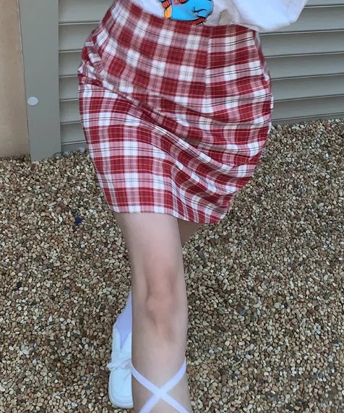 Auntie Rosa(アンティローザ)の「ギンガムチェックミニスカート(スカート・レディース・レッド・FREE)」の3枚目の写真