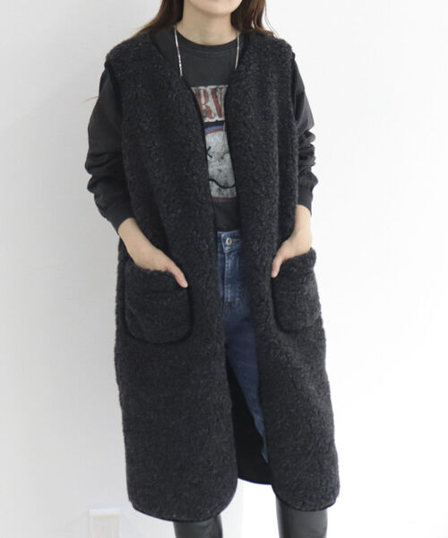 COLD BREAKER（コールドブレーカー）の「【WEB限定】【別注】【COLD BREAKER/コールドブレーカー】ボアロングジレベスト（ブルゾン・レディース・チャコールグレー/ライトグレー/アイボリー・FREE）」の19枚目の写真