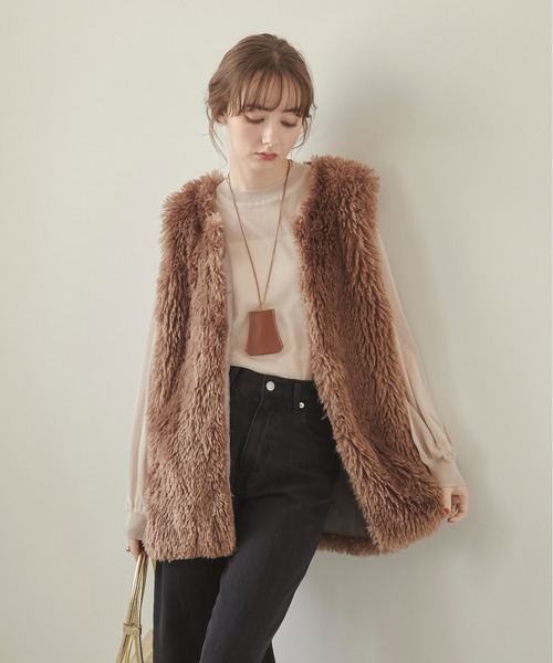 ANGIE（アンジー）の「プードルフェイクファーベスト（ベスト・レディース・グレー/アイボリー/ブラウン・FREE）」の18枚目の写真