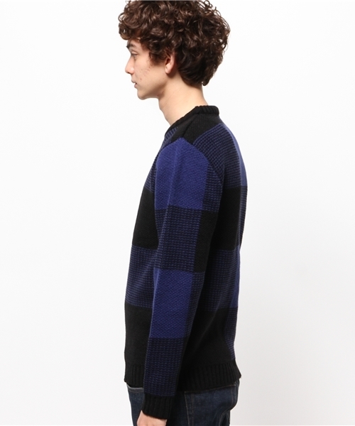 OUTLET（アウトレット）の「【WHO'S WHO gallery】チェックジャガードニット（ニット/セーター・メンズ・ブルー/レッド/アイボリー・LARGE/MEDIUM）」の5枚目の写真