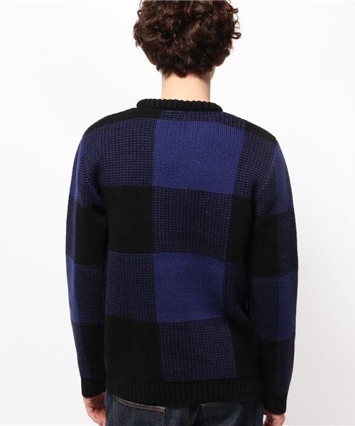 OUTLET（アウトレット）の「【WHO'S WHO gallery】チェックジャガードニット（ニット/セーター・メンズ・ブルー/レッド/アイボリー・LARGE/MEDIUM）」の6枚目の写真