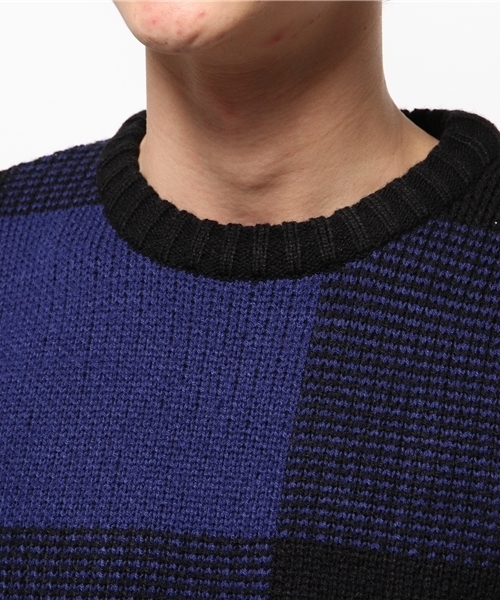 OUTLET（アウトレット）の「【WHO'S WHO gallery】チェックジャガードニット（ニット/セーター・メンズ・ブルー/レッド/アイボリー・LARGE/MEDIUM）」の7枚目の写真