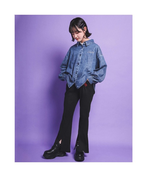 ZIDDY（ジディ）の「ZIDDY/【ニコ☆プチ掲載】4.5ozケミカルデニムボリュームシャツ(130~160cm)（シャツ/ブラウス・キッズ・ネイビー/ブルー・130/140/150/160）」の21枚目の写真