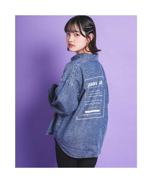 ZIDDY（ジディ）の「ZIDDY/【ニコ☆プチ掲載】4.5ozケミカルデニムボリュームシャツ(130~160cm)（シャツ/ブラウス・キッズ・ネイビー/ブルー・130/140/150/160）」の15枚目の写真