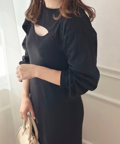 apres jour(アプレジュール)の「フロントオープンロングワンピース【ZOZOTOWN限定アイテム】(ワンピース・レディース・ブラウン系その他/ブラック/アイボリー・フリー/X-LARGE)」の15枚目の写真