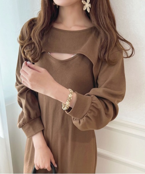 apres jour(アプレジュール)の「フロントオープンロングワンピース【ZOZOTOWN限定アイテム】(ワンピース・レディース・ブラウン系その他/ブラック/アイボリー・フリー/X-LARGE)」の21枚目の写真