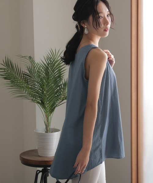 ElegChic(エレグシック)の「ノースリーブチュニック(シャツ/ブラウス・レディース・ブラック/ブルー/オフホワイト/ライトグレー・3L/4L/L/XL/M)」の18枚目の写真