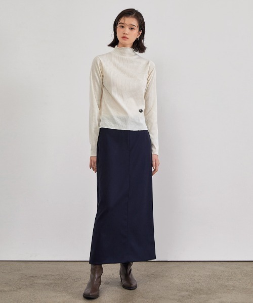muahmuah(ムーアムーア)の「A'GEM/9 × .kom『muah muah/ムーアムーア』RUFFLE GOLGI TURTLENECK T-SHIRT/ラッフル タートルネックロングスリーブカットソー(Tシャツ/カットソー・レディース・チャコールグレー/ライトブルー/ブラック/アイボリー・FREE)」の13枚目の写真