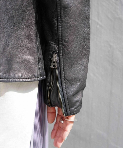 NCB neat caprice brand(エヌシービーニートカプリスブランド)の「NCB neat caprice brand(エヌシービーニートカプリスブランド) シープシングルライダース(ライダースジャケット・レディース・ブラック/チャコール・M/S)」の15枚目の写真