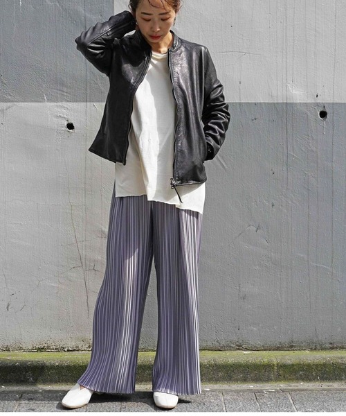 NCB neat caprice brand(エヌシービーニートカプリスブランド)の「NCB neat caprice brand(エヌシービーニートカプリスブランド) シープシングルライダース(ライダースジャケット・レディース・ブラック/チャコール・M/S)」の21枚目の写真