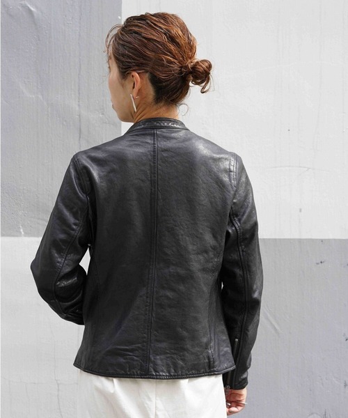 NCB neat caprice brand(エヌシービーニートカプリスブランド)の「NCB neat caprice brand(エヌシービーニートカプリスブランド) シープシングルライダース(ライダースジャケット・レディース・ブラック/チャコール・M/S)」の19枚目の写真