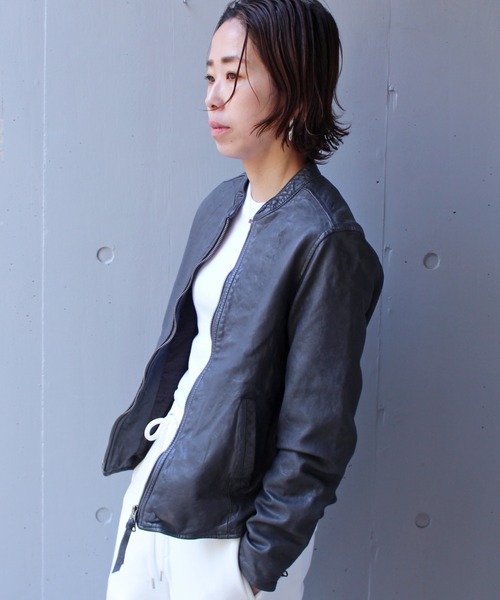 NCB neat caprice brand(エヌシービーニートカプリスブランド)の「NCB neat caprice brand(エヌシービーニートカプリスブランド) シープシングルライダース(ライダースジャケット・レディース・ブラック/チャコール・M/S)」の7枚目の写真