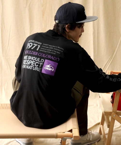 CAMP7（キャンプセブン）の「【CAMP7】スリーブプリントロンＴ（Tシャツ/カットソー・メンズ・ホワイト/パープル/ブラック・XL/L/M/S）」の3枚目の写真