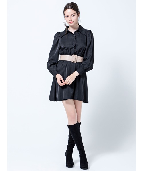 DURAS（デュラス）の「ベルト付きシャツワンピース（ワンピース・レディース・ホワイト/ブラック・FREE）」の3枚目の写真