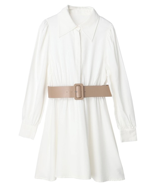 DURAS（デュラス）の「ベルト付きシャツワンピース（ワンピース・レディース・ホワイト/ブラック・FREE）」の14枚目の写真