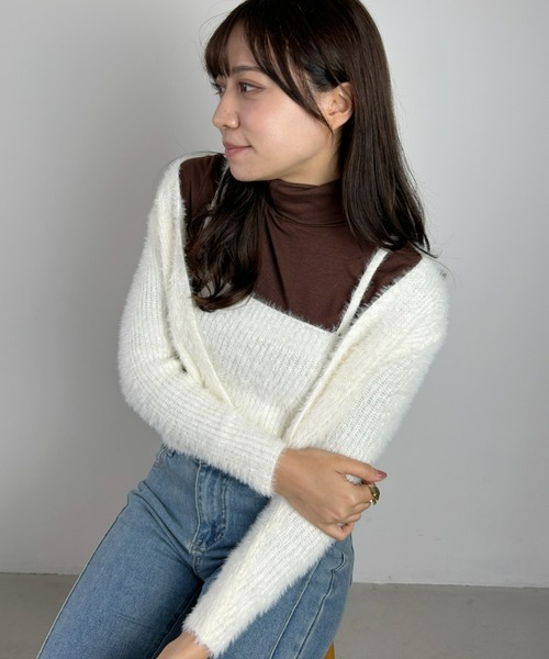 CLEA(クレア)の「【2点セット】シャギー/モヘアライクニットボレロ(アンサンブル・レディース・ホワイト/ピンク/ブラウン/ブラック・FREE)」の20枚目の写真