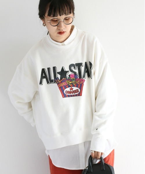 CONVERSE(コンバース)の「【CONVERSE☆ALLSTAR】ポップグラフィックスウェット(スウェット・レディース・ブルー/ホワイト/ホワイト系1/ホワイト系2/ブラック系1/ブラック系2・M)」の1枚目の写真