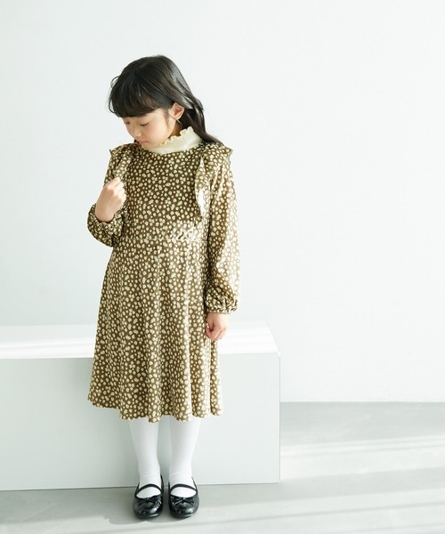 ROPE' PICNIC(ロペピクニック)の「【KIDS】花柄ベロアフリルワンピース(ワンピース・キッズ・カーキ/グレー系その他・110/120/130/140/150)」の15枚目の写真