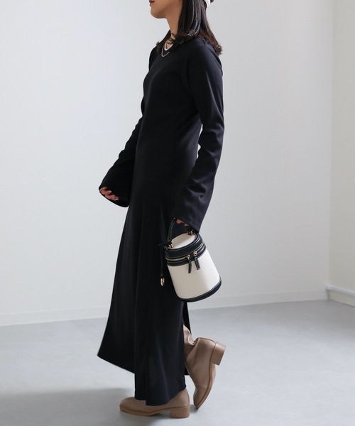 ap retro(アプレトロ)の「フレアスリーブリブワンピース(ワンピース・レディース・ブラック/杢グレー/ブラウン・FREE)」の7枚目の写真