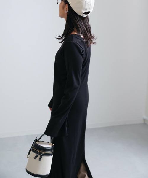 ap retro(アプレトロ)の「フレアスリーブリブワンピース(ワンピース・レディース・ブラック/杢グレー/ブラウン・FREE)」の12枚目の写真