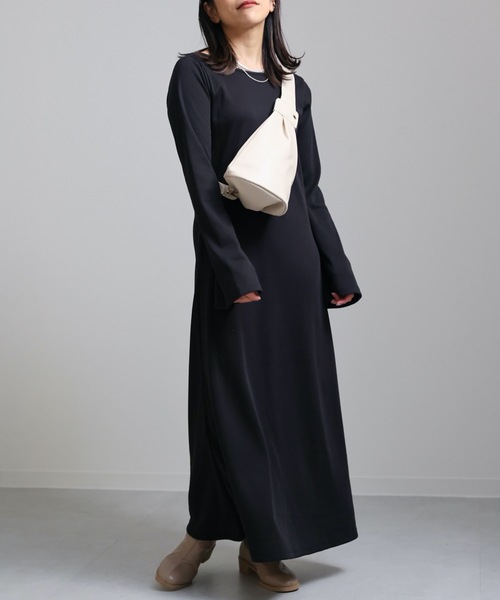 ap retro(アプレトロ)の「フレアスリーブリブワンピース(ワンピース・レディース・ブラック/杢グレー/ブラウン・FREE)」の4枚目の写真