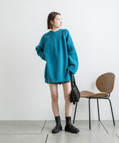 極美品✨plage 22SS コットンボーダールーズニット 2way 洗える ボーダー肩ボタンニット（ニット/セーター）｜Isn't She