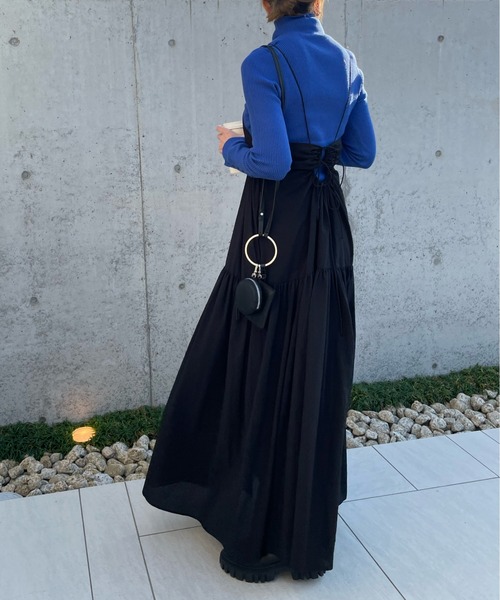 y/m by misato（イムバイミサト）の「袖ボタンハイネックニットトップス（ニット/セーター・レディース・ブラック系その他2/ブラック/ブルー/ピンク/アイボリー・FREE）」の7枚目の写真