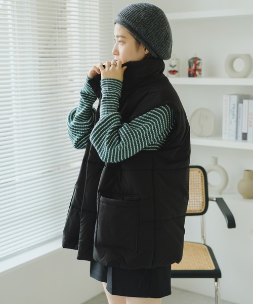 Kastane（カスタネ）の「ウール混ボーダーリブハイネックニット（ニット/セーター・レディース・グリーン/アイボリー/サックスブルー・FREE）」の16枚目の写真