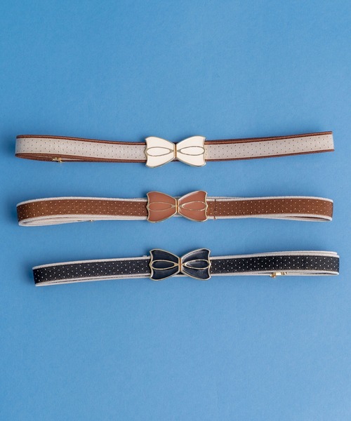 Dot&Stripes CHILD WOMAN(ドットアンドストライプス チャイルドウーマン)の「リボンバックル ピンドットゴムベルト(ベルト・レディース・アイボリー/ブラウン/ブラック/ダークブラウン・FREE)」の14枚目の写真
