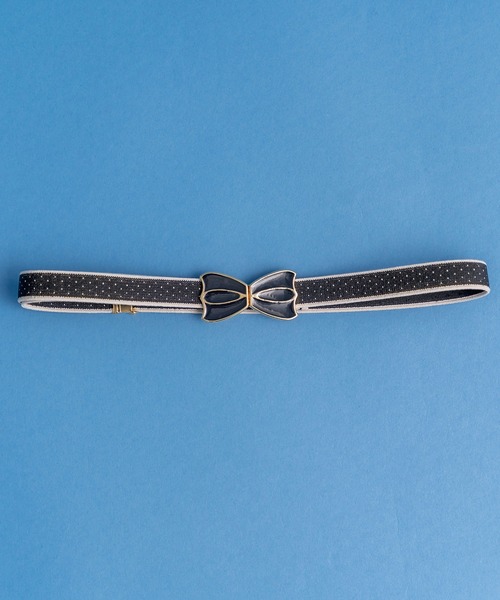 Dot&Stripes CHILD WOMAN(ドットアンドストライプス チャイルドウーマン)の「リボンバックル ピンドットゴムベルト(ベルト・レディース・アイボリー/ブラウン/ブラック/ダークブラウン・FREE)」の11枚目の写真