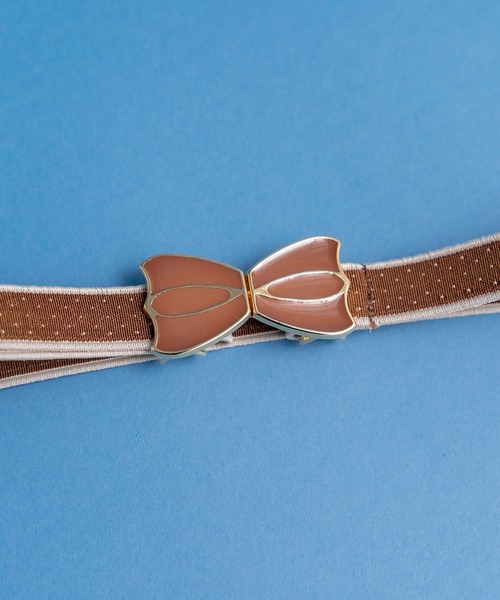 Dot&Stripes CHILD WOMAN(ドットアンドストライプス チャイルドウーマン)の「リボンバックル ピンドットゴムベルト(ベルト・レディース・アイボリー/ブラウン/ブラック/ダークブラウン・FREE)」の9枚目の写真