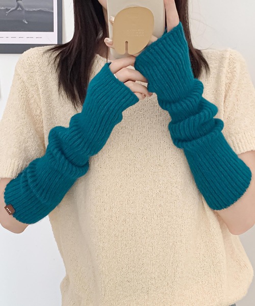 Felt-Maglietta（フェルトマリエッタ）の「バイカラーリブアームウォーマー（アームカバー・レディース・ブルー/グレー/ネイビー/グリーン/ホワイト/キャメル/ブラック・FREE）」の5枚目の写真