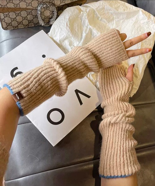 Felt-Maglietta（フェルトマリエッタ）の「バイカラーリブアームウォーマー（アームカバー・レディース・ブルー/グレー/ネイビー/グリーン/ホワイト/キャメル/ブラック・FREE）」の7枚目の写真