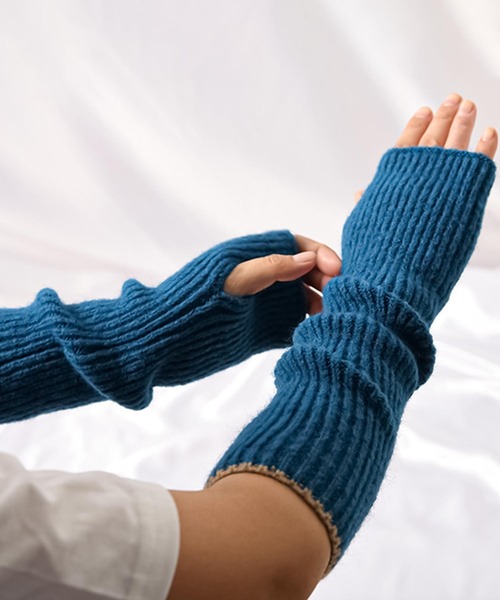 Felt-Maglietta（フェルトマリエッタ）の「バイカラーリブアームウォーマー（アームカバー・レディース・ブルー/グレー/ネイビー/グリーン/ホワイト/キャメル/ブラック・FREE）」の15枚目の写真