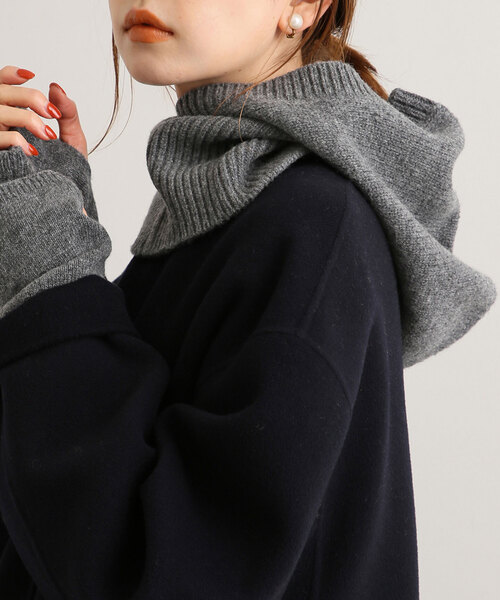 SLOBE IENA(スローブイエナ)の「ファインニットバラクラバ(ニットキャップ/ビーニー・レディース・チャコールグレー/ブラック/ホワイト・FREE)」の3枚目の写真