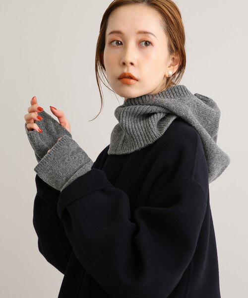 SLOBE IENA(スローブイエナ)の「ファインニットバラクラバ(ニットキャップ/ビーニー・レディース・チャコールグレー/ブラック/ホワイト・FREE)」の8枚目の写真