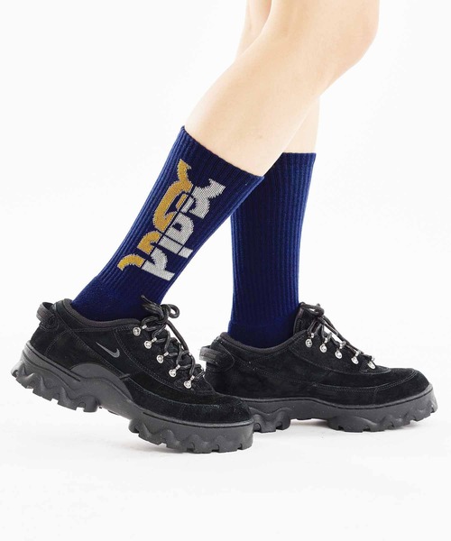 X-girl（エックスガール）の「ATHLETIC LOGO RIB SOCKS（ソックス/靴下・レディース・ブラック/ホワイト/ネイビー・ONE SIZE）」の3枚目の写真