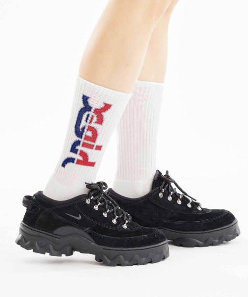 X-girl（エックスガール）の「ATHLETIC LOGO RIB SOCKS（ソックス/靴下・レディース・ブラック/ホワイト/ネイビー・ONE SIZE）」の2枚目の写真